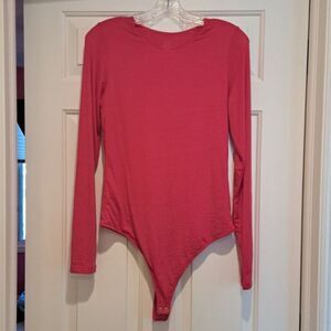 Woolx Sophia Womens Size M Pink Wool Tencel Blend Long Sleeve Bodysuit Top